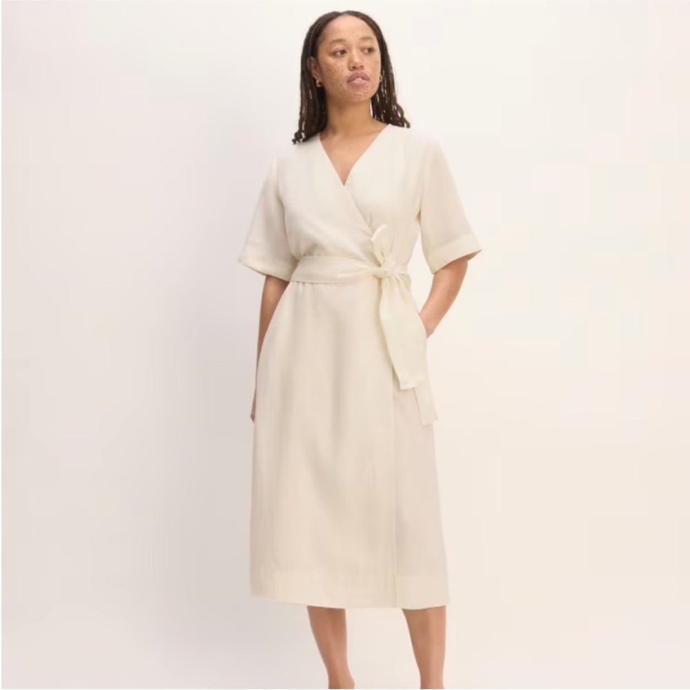 NWT Everlane linen short sleeve wrap dress